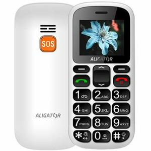 Aligator A321 Senior Dual SIM, Biely + stolná nabíjačka - porušené balenie