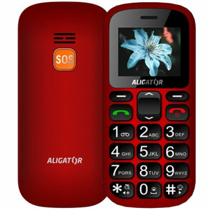 Aligator A321 Senior Dual SIM, Červeno-čierny + stolná nabíjačka