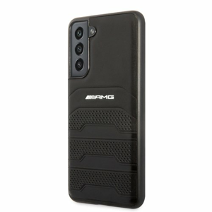 AMG Genuine Leather Perforated Zadní Kryt pro Samsung Galaxy S21 FE 5G Black