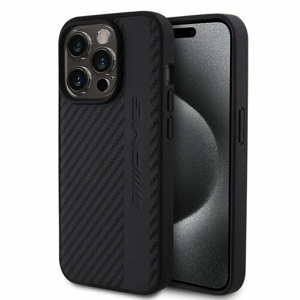 AMG PC/TPU Carbon Effect and Leather Stripe Magsafe Zadní Kryt pro iPhone 15 Pro Black
