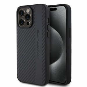 AMG PC/TPU Carbon Effect and Leather Stripe Magsafe Zadní Kryt pro iPhone 15 Pro Max Black