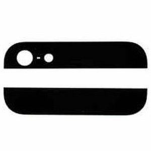 Apple iPhone 5 - Vrchný a Spodný Lepiaci Sklenený Štítok Zadného Krytu - Čierny