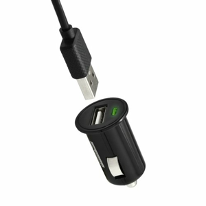 Autonabíjačka 1xUSB 1A + Kábel MicroUSB 1.5m Čierna