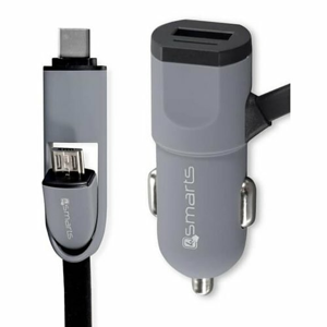 Autonabíjačka 4smarts MultiCord 3.4A s Micro-USB/USB-C káblom 1m Čierna