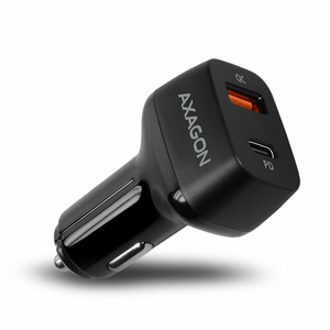 Autonabíjačka AXAGON 1xUSB Quick Charge 3.0 + 1xUSB-C Power Delivery Čierna