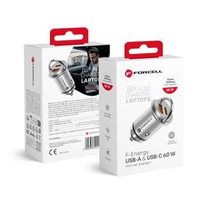 Autonabíjačka Forcell USB-C + USB-A 60W, Čierna