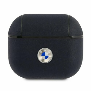 BMW etui for AirPods 3 BMA3SSLNA navy blue Geniune Leather Silver Logo