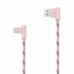 Dátový kábel MicroUSB lomený 2.4A 2m Ružový textilný