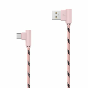 Dátový kábel USB-C lomený 2.4A 2m Ružový textilný