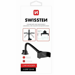 Držiak na palubnú dosku/čelné sklo Swissten S-GRIP S3-HK s dlhým ramenom Čierny