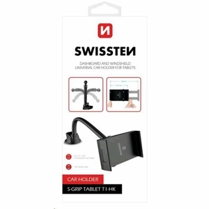 Držiak tabletu na palubnú dosku/čelné sklo Swissten S-GRIP T1-HK s dlhým ramenom Čierny