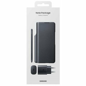 EF-FF92KKBE Samsung Kožený Flip Kryt + Pen + 25W Travel Adapter pro Galaxy Z Fold 3 Black