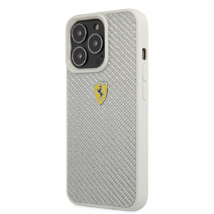 FEHCP13XFCASI Ferrari Real Carbon Zadní Kryt pro iPhone 13 Pro Max Silver