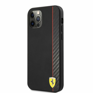 FESAXHCP12LBK Ferrari On Track Stripe Carbon Zadní Kryt pro iPhone 12 Pro Max 6.7 Black