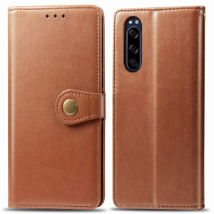 PROTEMIO 16963
LEATHER BUCKLE Peňaženkový obal Sony Xperia 5 hnedý