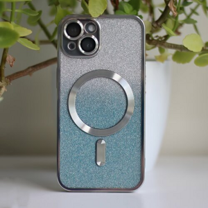 Glitter Chrome Mag case for iPhone 15 Plus 6,7" silver gradient