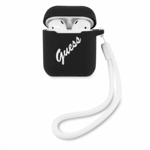 GUACA2LSVSBW Guess Vintage Silikonové Pouzdro pro Airpods 1/2 Black