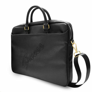 GUCB15PUSASBK Guess PU Saffiano Vintage Script Computer Bag  15/16" Black