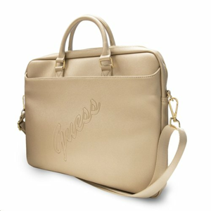 GUCB15PUSASLG Guess PU Saffiano Vintage Script Computer Bag 15/16 Light Gold