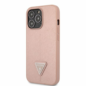 Puzdro Guess 4G Saffiano Triangle iPhone 13 Pro Max - ružové