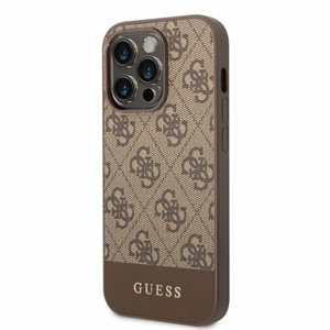 Puzdro Guess 4G Stripe iPhone 14 Pro Max - hnedé