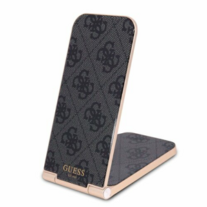 Guess Aluminium Stolní Bezdrátová Magnetická Nabíječka 2v1 4G Pattern Black