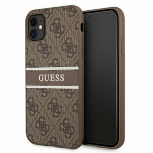 Guess case for iPhone 11 GUHCN614GDBR brown hard case 4G Stripe