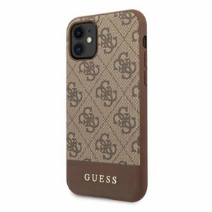 Guess case for iPhone 11 GUHCN61G4GLBR brown hard case 4G PU Metal Logo