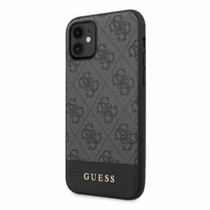 Guess case for iPhone 11 GUHCN61G4GLGR gray hard case 4G PU Metal Logo