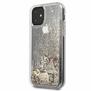Guess case for iPhone 11 GUHCN61GLHFLGO gold hard case Glitter Hearts