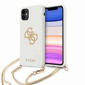 Guess case for iPhone 11 GUHCN61LSC4GWH white hard case 4G Gold Chain Collection