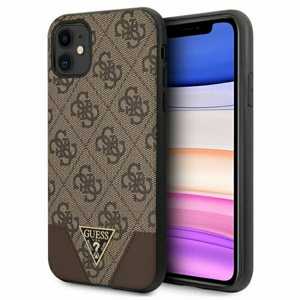 Guess case for iPhone 11 GUHCN61PU4GHBR brown hard case 4G Triangle Collection