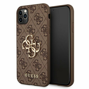 Guess case for iPhone 11 Pro Max GUHCN654GMGBR brown hard case 4G Big Metal Logo