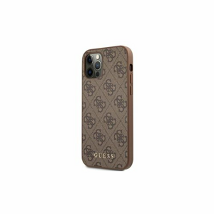 Guess case for iPhone 12 / 12 Pro 6,1" GUHCP12MG4GFBR hardcase PU 4G Metal Gold Logo brown