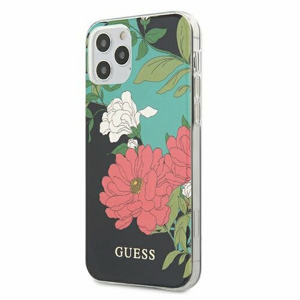 Guess case for iPhone 12 / 12 Pro 6,1" GUHCP12MIMLFL01 black hard case N`1 Flower Collection