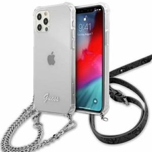 Guess case for iPhone 12 / 12 Pro 6,1" GUHCP12MKC4GSSI transparent hard case 4G Silver Chain
