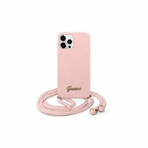 Guess case for iPhone 12 / 12 Pro 6,1" GUHCP12MLSCLMGLP pink hard case Metal Logo Cord