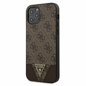 Guess case for iPhone 12 / 12 Pro 6,1" GUHCP12MPU4GHBR brown hard case 4G Triangle Collection