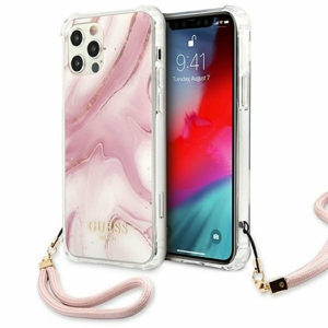 Guess case for iPhone 12 mini 5,4" GUHCP12SKSMAPI pink hard case Marble with cord Collection