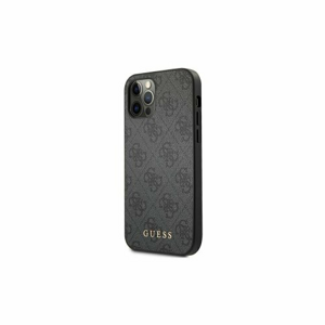 Guess case for iPhone 12 Pro Max 6,7" GUHCP12LG4GFGR hardcase PU 4G Metal Gold Logo grey