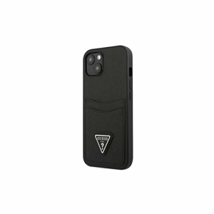 Guess case for IPhone 13 6,1" GUHCP13MPSATPK hard case black Saffiano Double Card Triangle