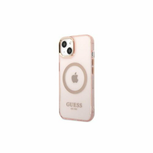 Guess case for iPhone 13 6,1" GUHMP13MHTCMP pink hard case Gold Outline Translucent MagSafe