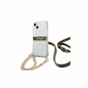 Guess case for iPhone 13 mini 5,4" GUHCP13SKC4GBGO transparent hard case 4G Brown Strap Gold C