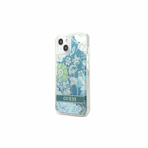 Guess case for iPhone 13 mini 5,4" GUHCP13SLFLSN green hard case Flower Liquid Glitter