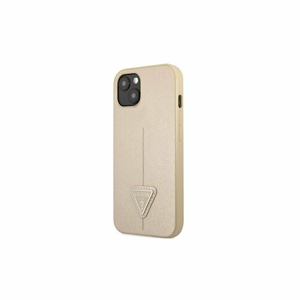 Guess case for iPhone 13 Mini 5,4" GUHCP13SPSATLE hardcase Saffiano PU Triangle beige