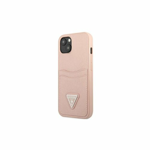 Guess case for IPhone 13 Mini 5,4" GUHCP13SPSATPP hard case pink Saffiano Double Card Triangle