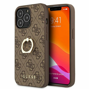 Guess case for iPhone 13 Pro 6,1" GUHCP13L4GMRBR brown HC PU 4G Ring
