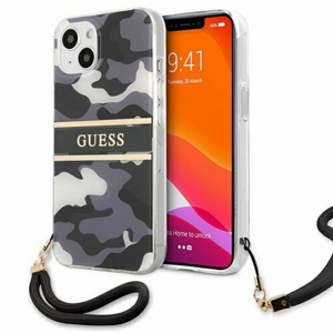 Guess case for iPhone 13 Pro Max 6,7" GUHCP13XKCABBK black hard case Camo Strap Collection