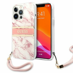 Guess case for iPhone 13 Pro Max 6,7'' GUHCP13XKMABPI pink HC PC/TPU Marble Strap