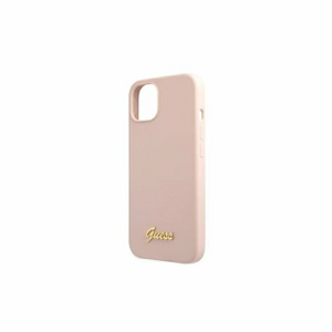Guess case for iPhone 13 Pro Max 6,7" GUHMP13XLSLMGLP light pink hard case Silicone Script Gol